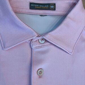 Peter Millar Pink Checkered Polo Shirt